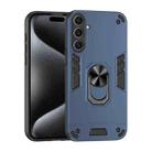For Samsung Galaxy S25+ 5G Shockproof Metal Ring Holder Phone Case(Blue) - 1