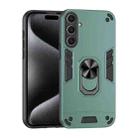 For Samsung Galaxy S25+ 5G Shockproof Metal Ring Holder Phone Case(Green) - 1