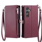 For Samsung Galaxy A17 5G Leather Stitching Multi-card Slot Zipper Phone Case(Wine Red) - 2