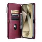 For Samsung Galaxy A17 5G Leather Stitching Multi-card Slot Zipper Phone Case(Wine Red) - 3