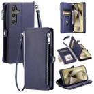 For Samsung Galaxy A17 5G Leather Stitching Multi-card Slot Zipper Phone Case(Blue) - 1