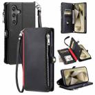For Samsung Galaxy A17 5G Leather Stitching Multi-card Slot Zipper Phone Case(Black) - 1