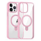 For iPhone 15 Pro Max High Transparency MagSafe Holder Phone Case(Pink) - 1