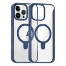 For iPhone 15 Pro High Transparency MagSafe Holder Phone Case(Dark Blue) - 1