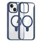 For iPhone 15 High Transparency MagSafe Holder Phone Case(Dark Blue) - 1