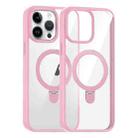 For iPhone 12 Pro High Transparency MagSafe Holder Phone Case(Pink) - 1