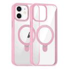 For iPhone 12 High Transparency MagSafe Holder Phone Case(Pink) - 1