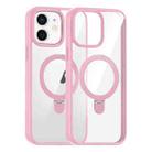 For iPhone 11 High Transparency MagSafe Holder Phone Case(Pink) - 1