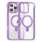 For iPhone 16 Pro Max High Transparency MagSafe Holder Phone Case(Purple) - 1