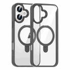 For iPhone 16 High Transparency MagSafe Holder Phone Case(Titanium Gray) - 1