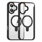 For iPhone 16 High Transparency MagSafe Holder Phone Case(Black) - 1