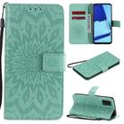 For OPPO A52 / A72 / A92 Sun Embossing Pattern Horizontal Flip Leather Case with Card Slot & Holder & Wallet & Lanyard(Green) - 1