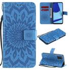 For OPPO A52 / A72 / A92 Sun Embossing Pattern Horizontal Flip Leather Case with Card Slot & Holder & Wallet & Lanyard(Blue) - 1