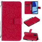 For OPPO A52 / A72 / A92 Sun Embossing Pattern Horizontal Flip Leather Case with Card Slot & Holder & Wallet & Lanyard(Red) - 1