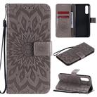 For OPPO Reno3 Pro 4G Sun Embossing Pattern Horizontal Flip Leather Case with Card Slot & Holder & Wallet & Lanyard(Grey) - 1