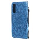 For OPPO Reno3 Pro 4G Sun Embossing Pattern Horizontal Flip Leather Case with Card Slot & Holder & Wallet & Lanyard(Blue) - 3