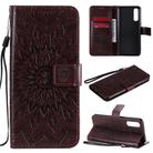 For OPPO Reno3 Pro 4G Sun Embossing Pattern Horizontal Flip Leather Case with Card Slot & Holder & Wallet & Lanyard(Brown) - 1