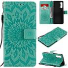 For OPPO Find X2 Lite / Reno3 5G Sun Embossing Pattern Horizontal Flip Leather Case with Card Slot & Holder & Wallet & Lanyard(Green) - 1