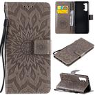 For OPPO Find X2 Lite / Reno3 5G Sun Embossing Pattern Horizontal Flip Leather Case with Card Slot & Holder & Wallet & Lanyard(Grey) - 1