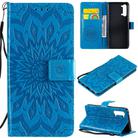 For OPPO Find X2 Lite / Reno3 5G Sun Embossing Pattern Horizontal Flip Leather Case with Card Slot & Holder & Wallet & Lanyard(Blue) - 1