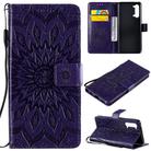 For OPPO Find X2 Lite / Reno3 5G Sun Embossing Pattern Horizontal Flip Leather Case with Card Slot & Holder & Wallet & Lanyard(Purple) - 1