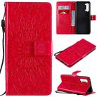 For OPPO Find X2 Lite / Reno3 5G Sun Embossing Pattern Horizontal Flip Leather Case with Card Slot & Holder & Wallet & Lanyard(Red) - 1