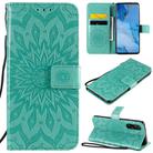 For OPPO Reno3 Pro / Find X2 Neo Sun Embossing Pattern Horizontal Flip Leather Case with Card Slot & Holder & Wallet & Lanyard(Green) - 1