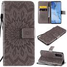 For OPPO Reno3 Pro / Find X2 Neo Sun Embossing Pattern Horizontal Flip Leather Case with Card Slot & Holder & Wallet & Lanyard(Grey) - 1