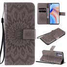For OPPO Reno4 5G Sun Embossing Pattern Horizontal Flip Leather Case with Card Slot & Holder & Wallet & Lanyard(Grey) - 1