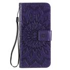 For OPPO Reno4 5G Sun Embossing Pattern Horizontal Flip Leather Case with Card Slot & Holder & Wallet & Lanyard(Purple) - 2