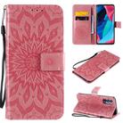 For OPPO Reno4 Pro 5G Sun Embossing Pattern Horizontal Flip Leather Case with Card Slot & Holder & Wallet & Lanyard(Pink) - 1