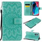For OPPO Reno4 Pro 5G Sun Embossing Pattern Horizontal Flip Leather Case with Card Slot & Holder & Wallet & Lanyard(Green) - 1