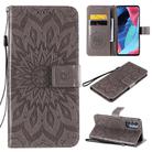 For OPPO Reno4 Pro 5G Sun Embossing Pattern Horizontal Flip Leather Case with Card Slot & Holder & Wallet & Lanyard(Grey) - 1