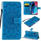 For OPPO Reno4 Pro 5G Sun Embossing Pattern Horizontal Flip Leather Case with Card Slot & Holder & Wallet & Lanyard(Blue) - 1