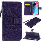 For OPPO Reno4 Pro 5G Sun Embossing Pattern Horizontal Flip Leather Case with Card Slot & Holder & Wallet & Lanyard(Purple) - 1