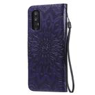 For OPPO Reno4 Pro 5G Sun Embossing Pattern Horizontal Flip Leather Case with Card Slot & Holder & Wallet & Lanyard(Purple) - 3