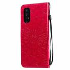 For OPPO Reno4 Pro 5G Sun Embossing Pattern Horizontal Flip Leather Case with Card Slot & Holder & Wallet & Lanyard(Red) - 3