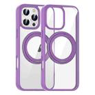 For iPhone 16 Pro Max High Transparency 360 Degree Rotating Holder MagSafe Phone Case(Purple) - 1