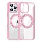 For iPhone 16 Pro Max High Transparency 360 Degree Rotating Holder MagSafe Phone Case(Pink) - 1