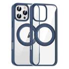 For iPhone 16 Pro Max High Transparency 360 Degree Rotating Holder MagSafe Phone Case(Dark Blue) - 1