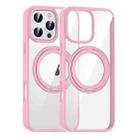 For iPhone 16 Pro High Transparency 360 Degree Rotating Holder MagSafe Phone Case(Pink) - 1