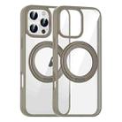 For iPhone 16 Pro High Transparency 360 Degree Rotating Holder MagSafe Phone Case(Titanium Gold) - 1