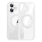 For iPhone 16 High Transparency 360 Degree Rotating Holder MagSafe Phone Case(Transparent) - 1