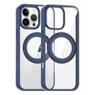 For iPhone 15 Pro Max High Transparency 360 Degree Rotating Holder MagSafe Phone Case(Dark Blue) - 1