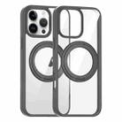 For iPhone 15 Pro Max High Transparency 360 Degree Rotating Holder MagSafe Phone Case(Titanium Gray) - 1