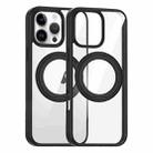 For iPhone 15 Pro High Transparency 360 Degree Rotating Holder MagSafe Phone Case(Black) - 1