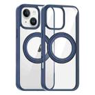 For iPhone 15 High Transparency 360 Degree Rotating Holder MagSafe Phone Case(Dark Blue) - 1