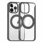 For iPhone 14 Pro Max High Transparency 360 Degree Rotating Holder MagSafe Phone Case(Titanium Gray) - 1