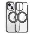 For iPhone 14 High Transparency 360 Degree Rotating Holder MagSafe Phone Case(Titanium Gray) - 1