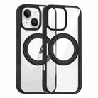 For iPhone 14 High Transparency 360 Degree Rotating Holder MagSafe Phone Case(Black) - 1